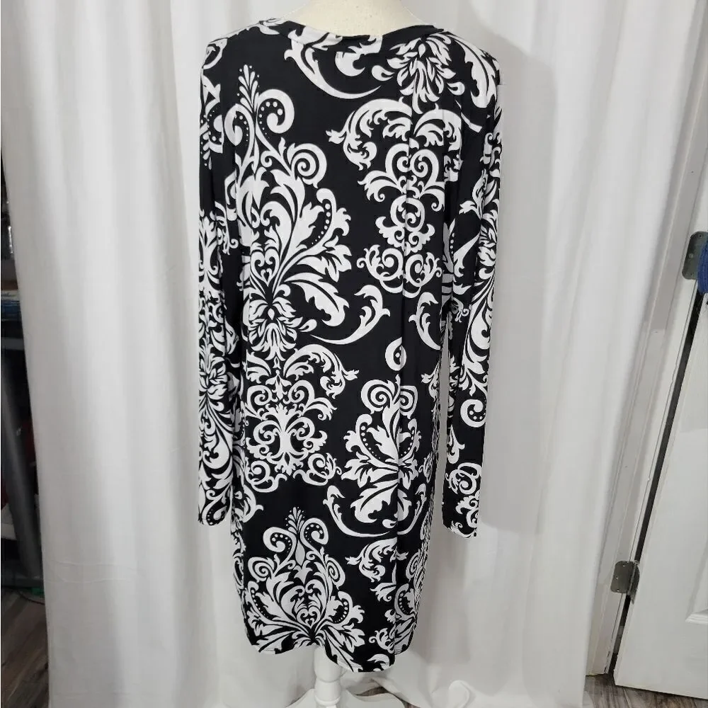 Chic soul Black and white paisley swing dress with pockets Sz XXL - Picture 7 of 11
